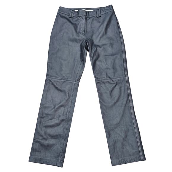 VTG Y2K Leather Pants Tommy Hilfiger Size 10 Black Straight Leg Vintage Piece - Picture 1 of 11